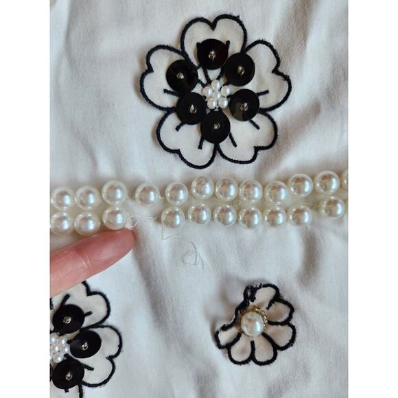 NWD Maeve 3D Embellished Pearl Shift Mini Dress Sz XSP Petite White #9N501 - Picture 9 of 14